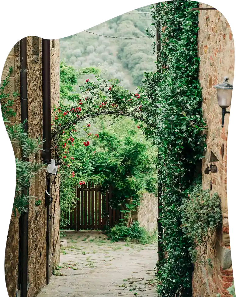 A person walks along a narrow dirt path through a grassy field.